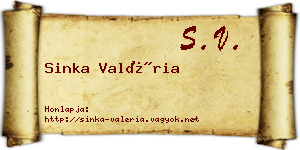 Sinka Valéria névjegykártya